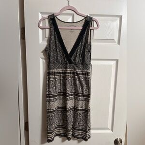 Sonoma Life + Style mini dress black white lace cotton modal v neck size M